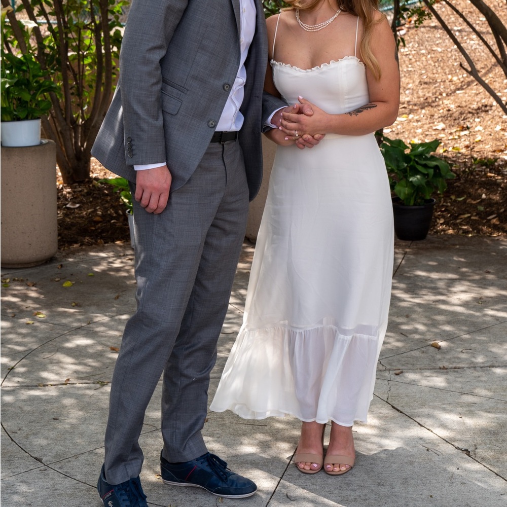 Reformation Cream Dress with Bow Straps
